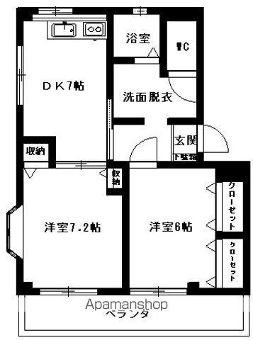 リヴェール・シュウ(2DK/3階)の間取り写真