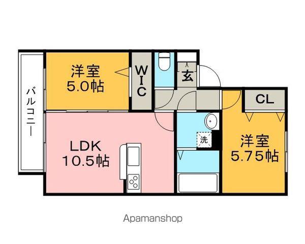 オリーヴァ上津(2LDK/1階)の間取り写真