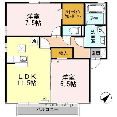 セジュールセラ E棟(2LDK/1階)の間取り写真