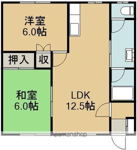 コーポステーション(2LDK/2階)の間取り写真