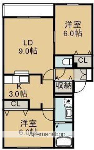 メゾン・ド・リヴィエールA(2LDK/2階)の間取り写真
