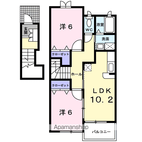 スプリング タウン(2LDK/2階)の間取り写真