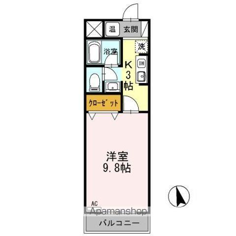 クレセントハウス・七瀬(1K/2階)の間取り写真