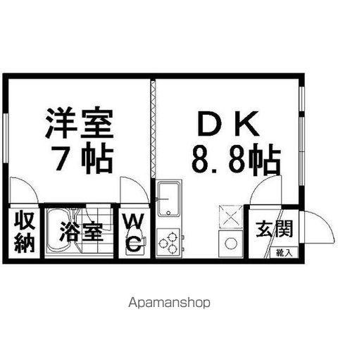 ハイツ錦町(1DK/2階)の間取り写真