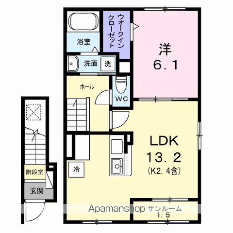 ヴィラ・グレイスⅡ(1LDK/2階)の間取り写真