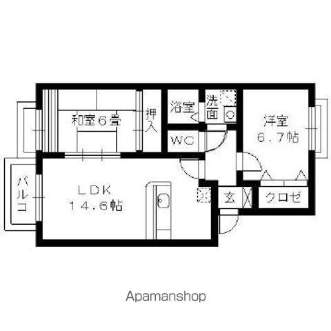 ディナスティⅥ(2LDK/1階)の間取り写真