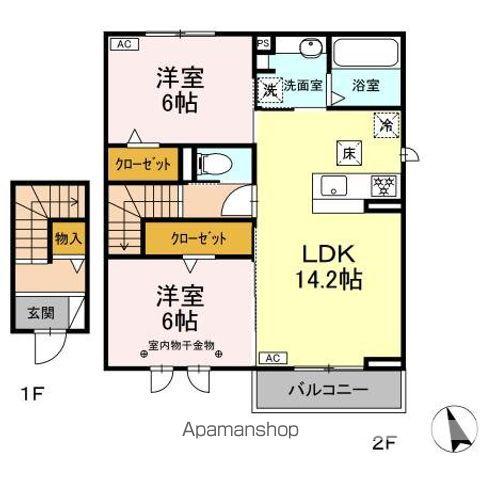 D-ROOM ZEN レーブ(2LDK/2階)の間取り写真