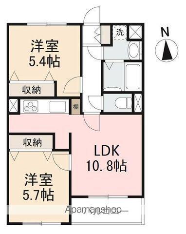 SUNMALL太田(2LDK/3階)の間取り写真