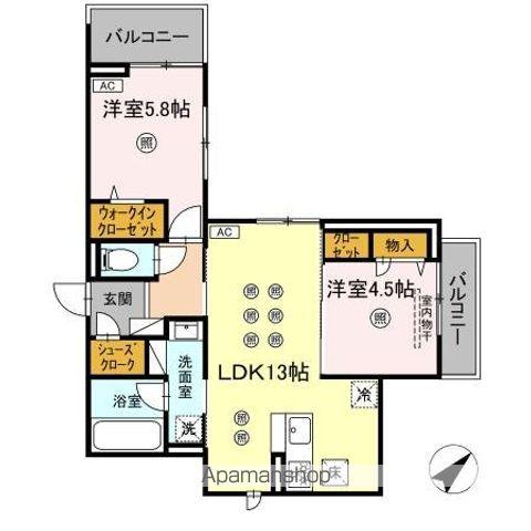 D-RESIDENCE光丘町A棟 A棟(2LDK/1階)の間取り写真