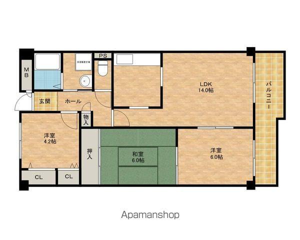 ヴィエント日根野(3LDK/4階)の間取り写真