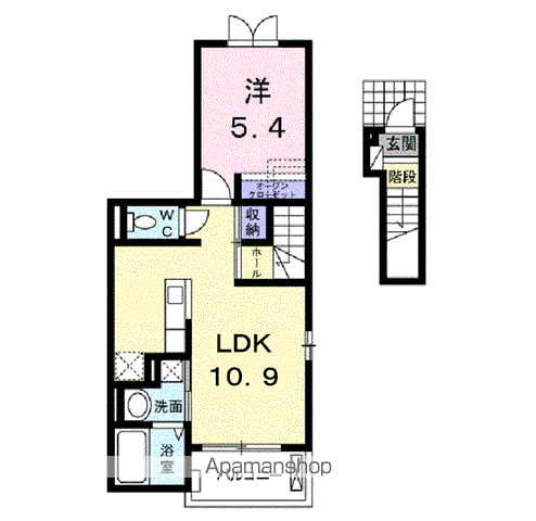 パストーソⅠ(1LDK/2階)の間取り写真