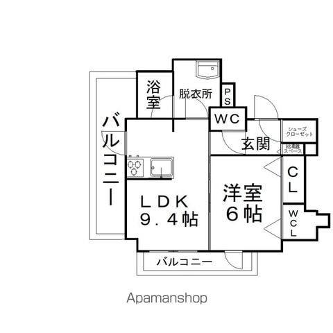 デュオヒルズ北見(1LDK/4階)の間取り写真