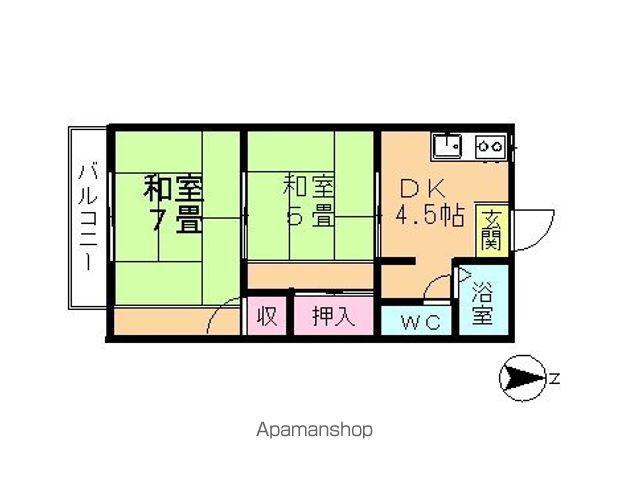 ゆりの宮コーポ(2K/2階)の間取り写真