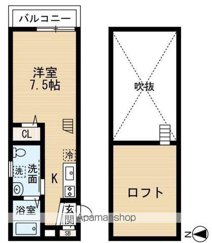 FOUR LEAF(ワンルーム/2階)の間取り写真