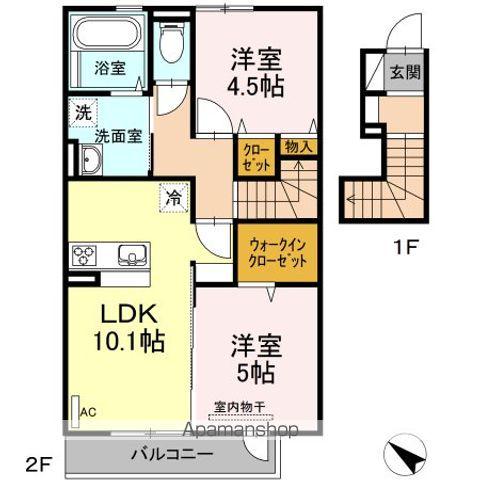 サンフラワー16B棟(2LDK/2階)の間取り写真