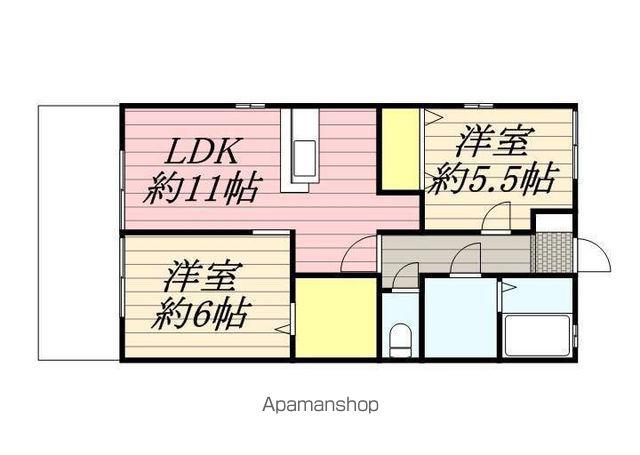 ディアコートⅢ(2LDK/2階)の間取り写真