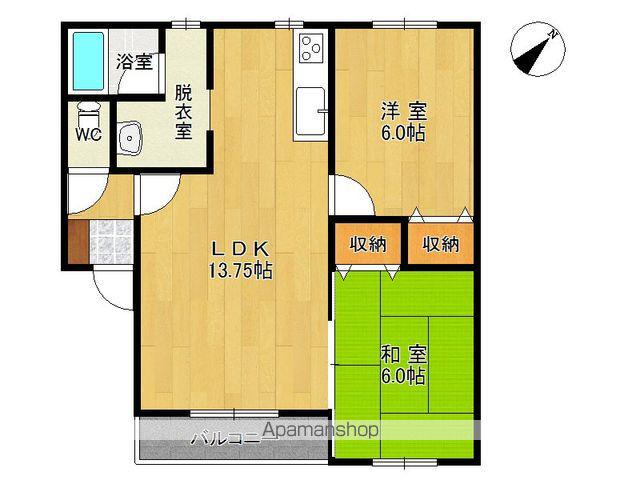 ドリームハイツA(2LDK/2階)の間取り写真