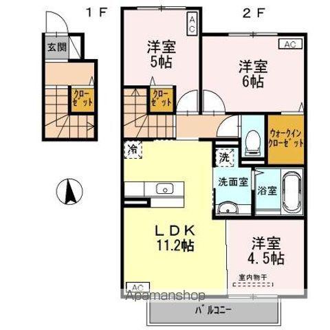 シンフォニーⅤ B棟(3LDK/2階)の間取り写真