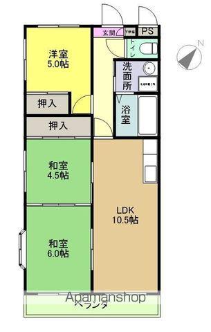ベルトピアいわきⅠ(3LDK/3階)の間取り写真