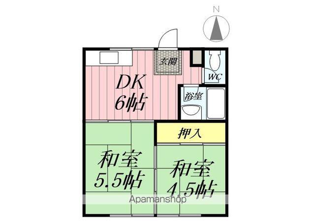 若草ハイツ第一荘(2DK/1階)の間取り写真