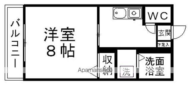 パークサイドⅡ(1K/2階)の間取り写真