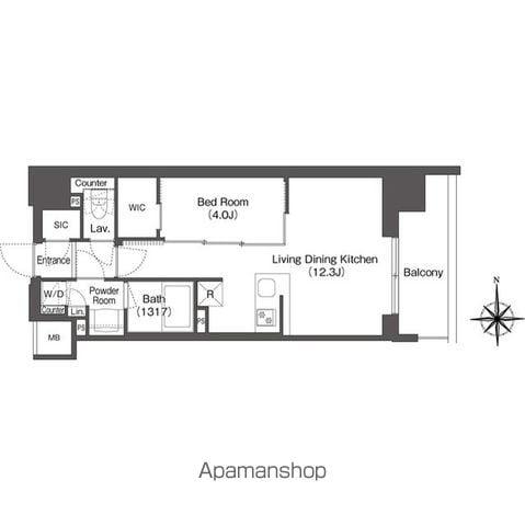 コンフォリア東新宿(1LDK/3階)の間取り写真