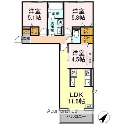 ハイクレスト(3LDK/3階)の間取り写真