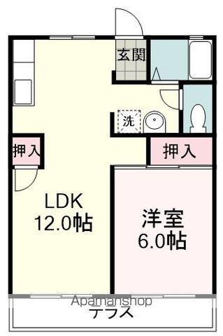 セジュール紀乃(1LDK/2階)の間取り写真