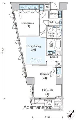 オーキッドレジデンス六本木(1SLDK/4階)の間取り写真