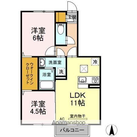 レスポワール B棟(2LDK/1階)の間取り写真