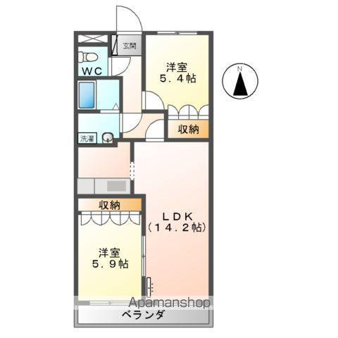 LIBERTYSHINE(2LDK/2階)の間取り写真