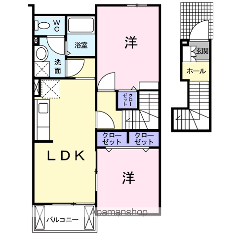 カントリーブライト B(2LDK/2階)の間取り写真