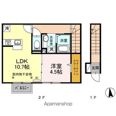 RULER(1LDK/2階)の間取り写真