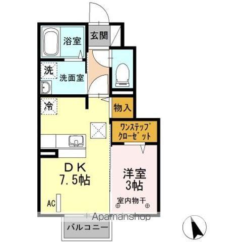 郡山ガーデン マーブルガーデン(1DK/1階)の間取り写真