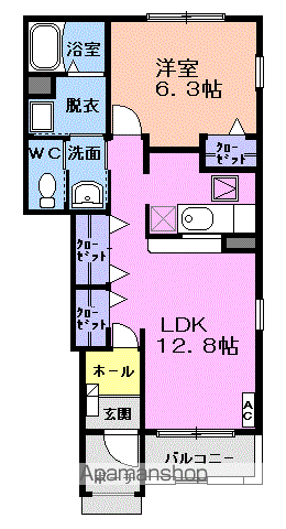 ボナールソフィアB(1LDK/1階)の間取り写真