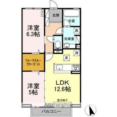 グランディール(2LDK/1階)の間取り写真
