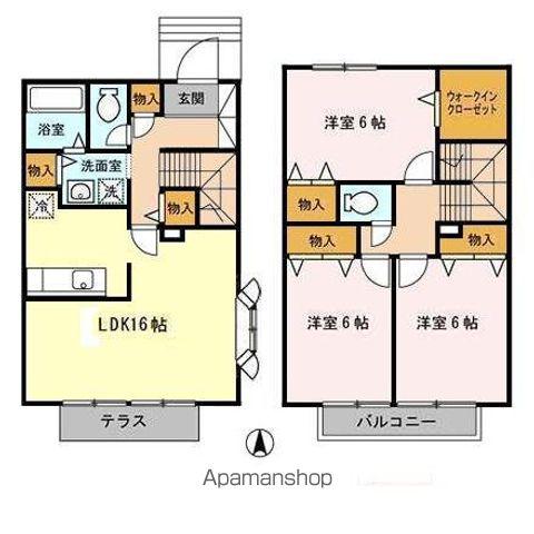 コンフォート浜田ABCD(3LDK/1階)の間取り写真