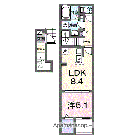 アクアプラ浅江7 Ⅰ(1LDK/2階)の間取り写真