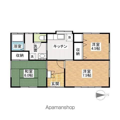 奥羽本線 秋田駅 バス乗車時間：25分 高野１区バス停で下車 徒歩5分 1階建 築49年(3K)の間取り写真