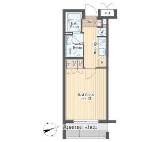 プラムガーデン関根(1K/2階)の間取り写真