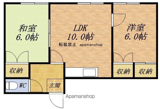 近松商店上(2LDK/3階)の間取り写真
