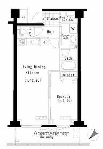 PRIME URBAN 東中野 COURT(1LDK/5階)の間取り写真