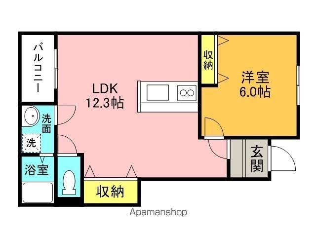 OPUS ONE上吉田 A棟(1LDK/1階)の間取り写真