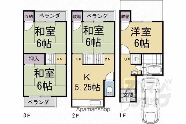 近鉄京都線 伏見駅(京都) 徒歩3分 3階建 築52年(4DK)の間取り写真
