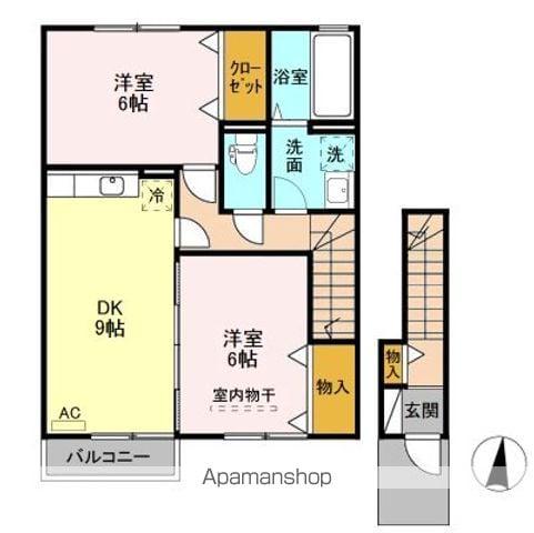 ルミエール A&K Ⅰ/Ⅱ/Ⅲ(2DK/2階)の間取り写真