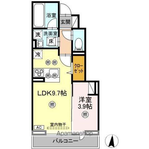 ヌオーヴォチッタ(1LDK/1階)の間取り写真