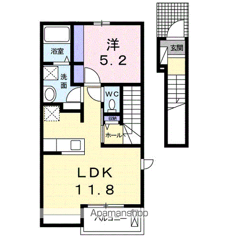ジェントル ブリーズ(1LDK/2階)の間取り写真