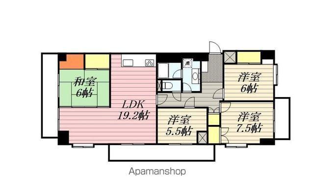 サンライフ香椎C棟(4LDK/2階)の間取り写真