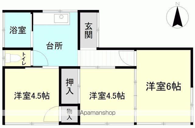 常磐線 いわき駅 バス乗車時間：19分 宮田団地バス停で下車 徒歩4分 1階建 築49年(3K)の間取り写真