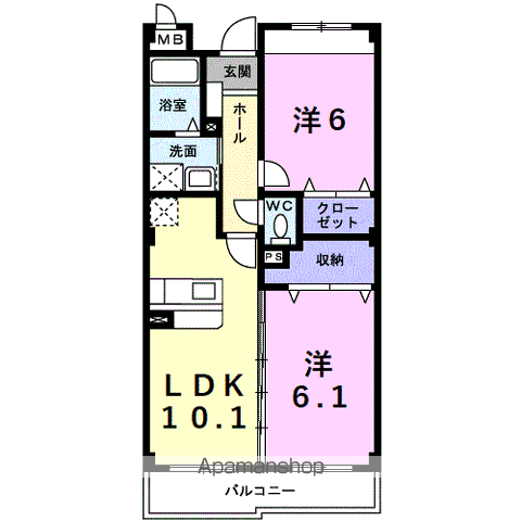 SUNSOLEIL21(2LDK/2階)の間取り写真
